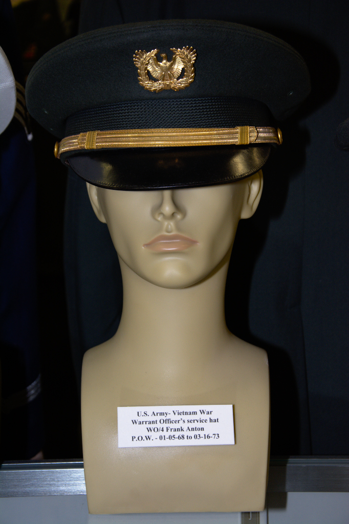 Vietnam War US Army Warrant Officer's service hat worn by WO/4 Frank Anton,  POW 01-15-1968 to 03-16-1973. – Maine Military Museum
